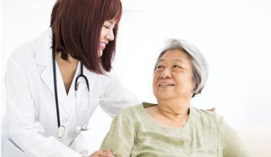 a female doctor and her elderly patient