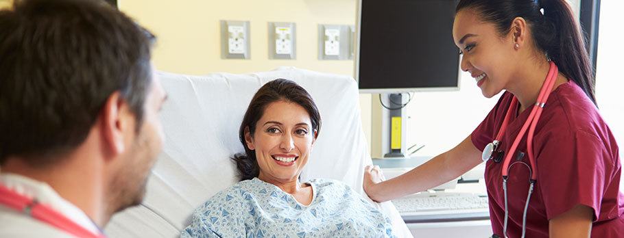 Patient in a hospital bed