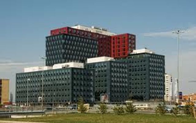 black and red office building