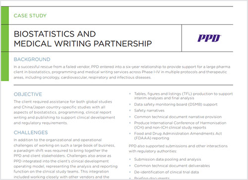 PPD FSP Biostatistics Medical Writing Case Study