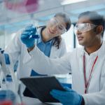 Two scientists working together in a laboratory