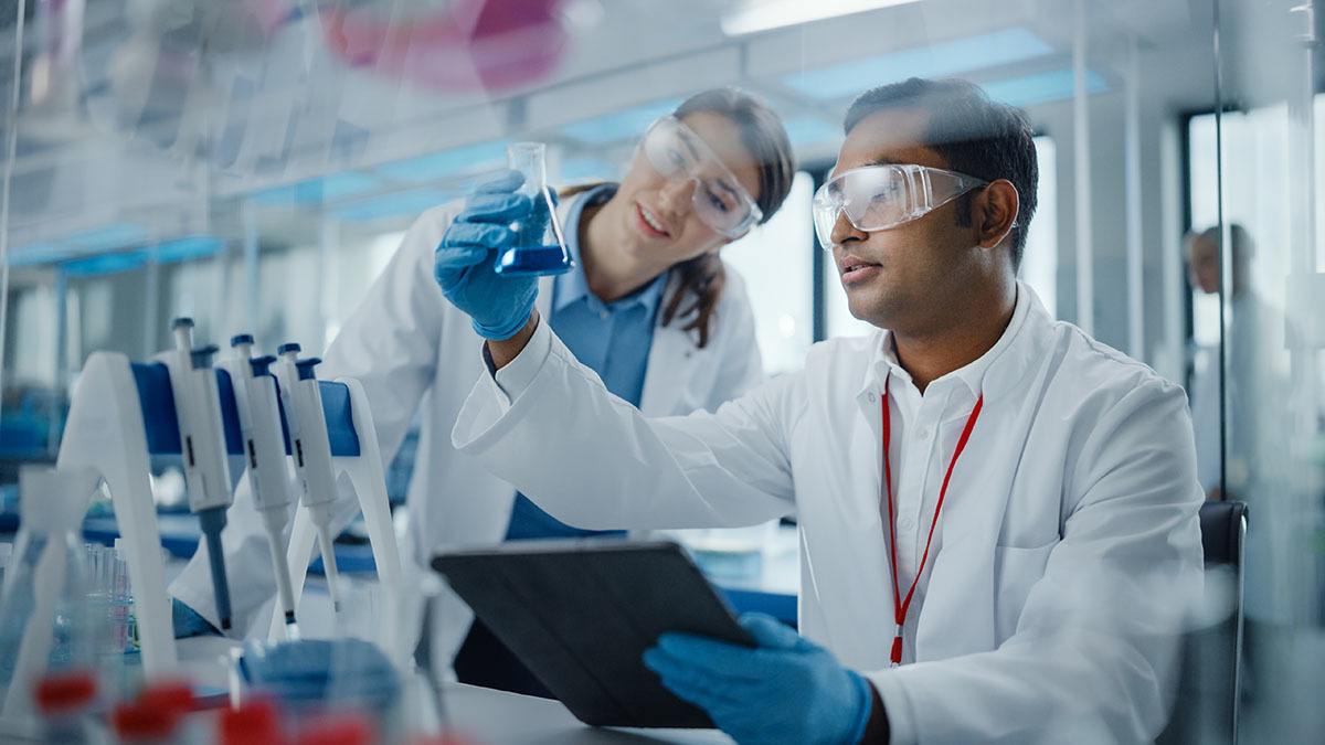 Two scientists working together in a laboratory