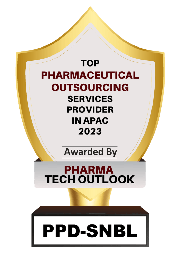 PPD SNBL: Top Pharmaceutical outsourcing services provider in APAC 2023. Awarded by Pharma Tech Outlook