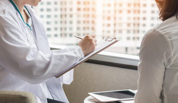 Psychiatric disorders doctor speaking to a patient