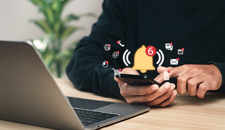 Clinical trial participant using a digital device to manage account