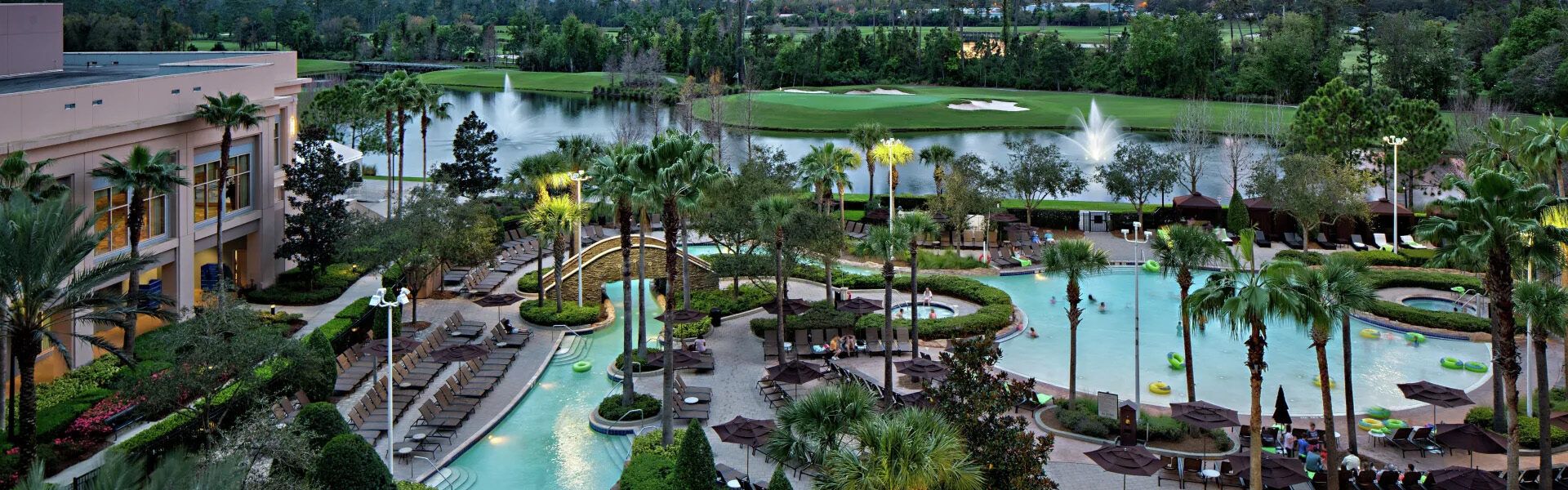 Hilton Orlando Bonnet Creek Pool at Dusk