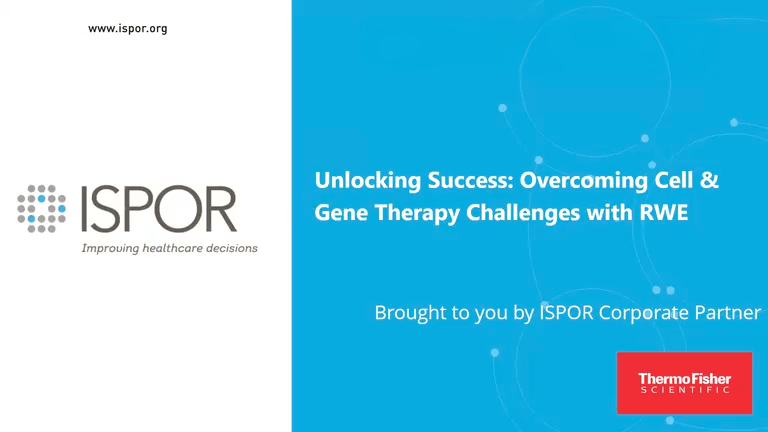 Title screen of the webinar "Unlocking success: Overcoming cell & gene therapy challenges with real-world evidence"