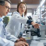 Drug development researchers in a lab