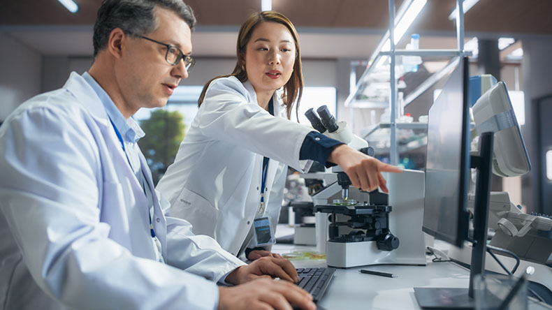 Drug development researchers in a lab