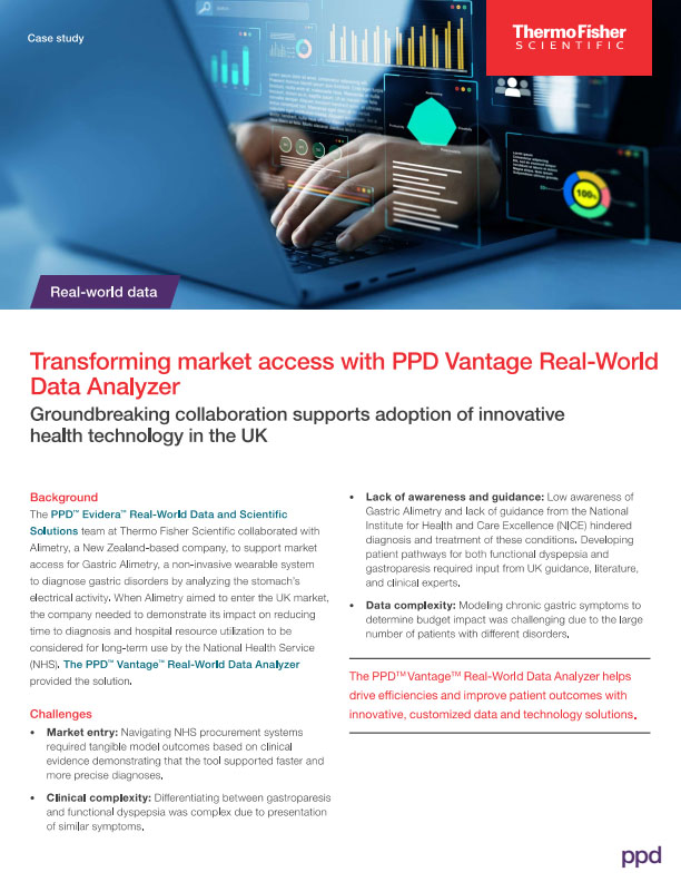 Title page of the real world data case study showing a laptop users with dashboards.