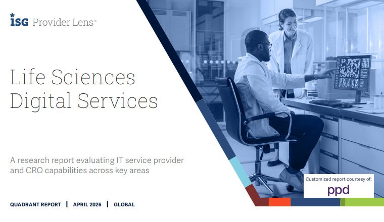 Title page, "2026 ISG Provider Lens Report. A research report comparing provider and CRO strengths, challenges, and competitive differentiators."
