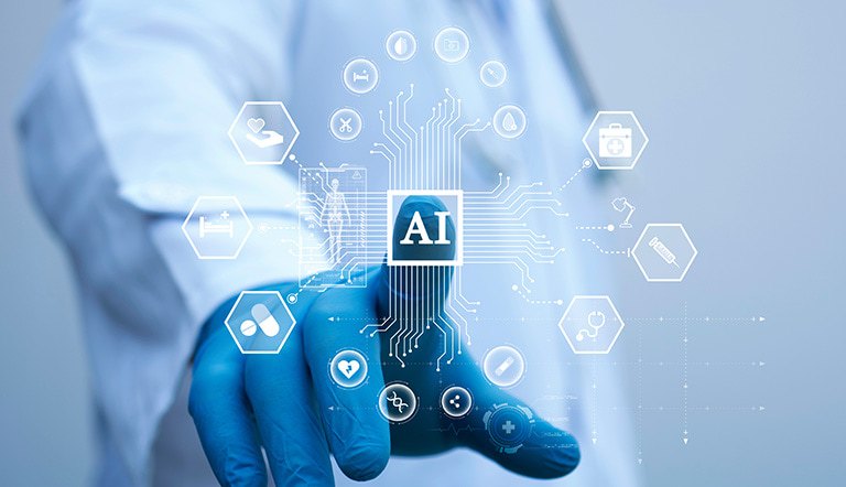 Leader CRO professional indicating use of AI in clinical trials