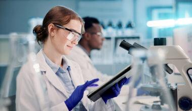 Lab scientist tablet data