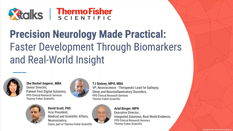 Title page of the webinar, Precision neurology: Advance drug development